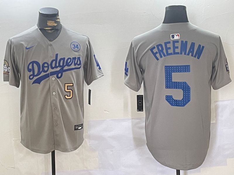 Men Los Angeles Dodgers #5 Freeman Grey Game 2024 Nike MLB Jersey style 11201